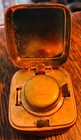 Small Antique Travel Inkwell - Brass & Leather - Circa Mid-1800's — photo 2