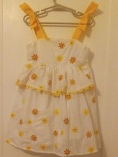 Girls White Sundress with Yellow Floral Embroidery size