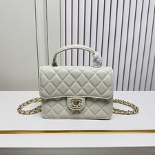 NEWCHANEL Women's Elegant White Quilted Top-Handle Crossbody Bag