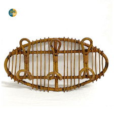 Porte manteau mural vintage bambou rotin ancien porte manteaux 3 crochets Italie