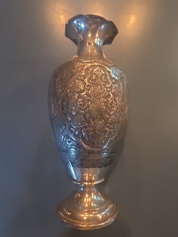 ANTIQUE  19th PERSIAN SILVER  VASE (Hallmarked)