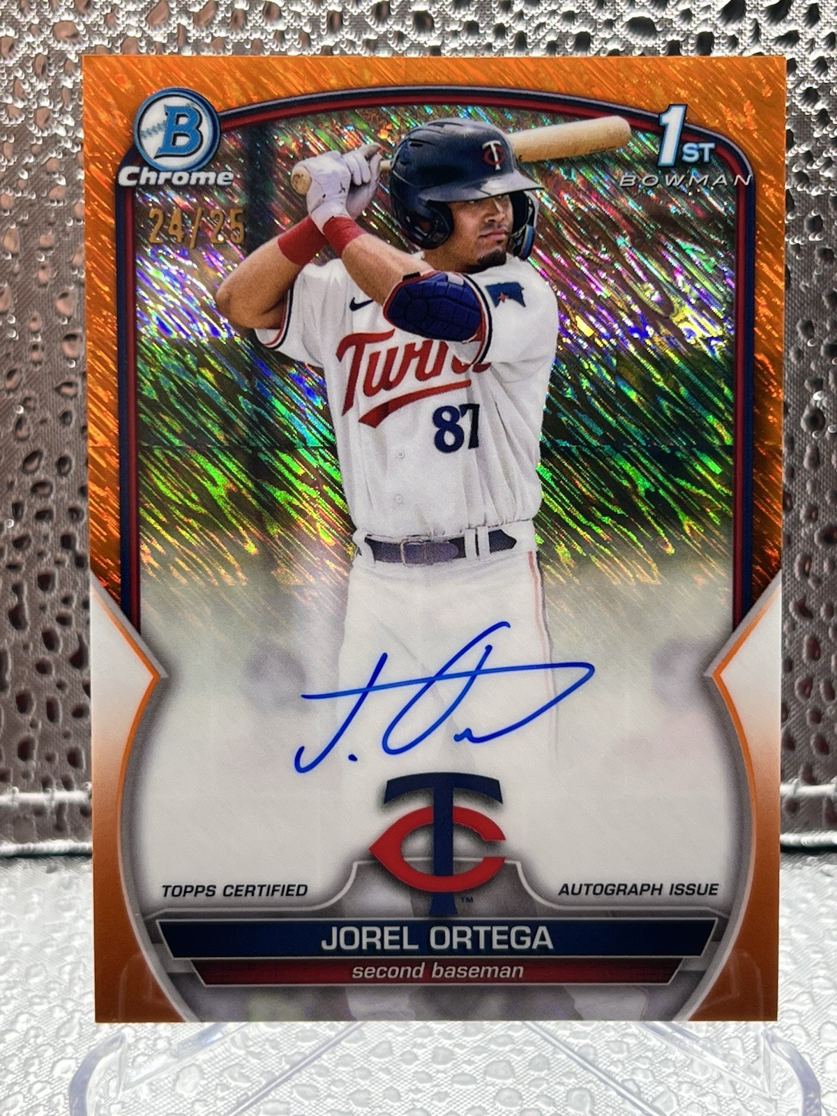 Jorel Ortega 2023 Bowman Chrome 1st Auto Orange Shimmer Refractor /25 #CPA-JORT