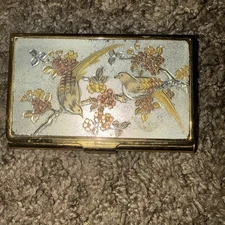 Vintage Colibri Japanese Style Encrusted Bird Cigarrete Card/business Card Case