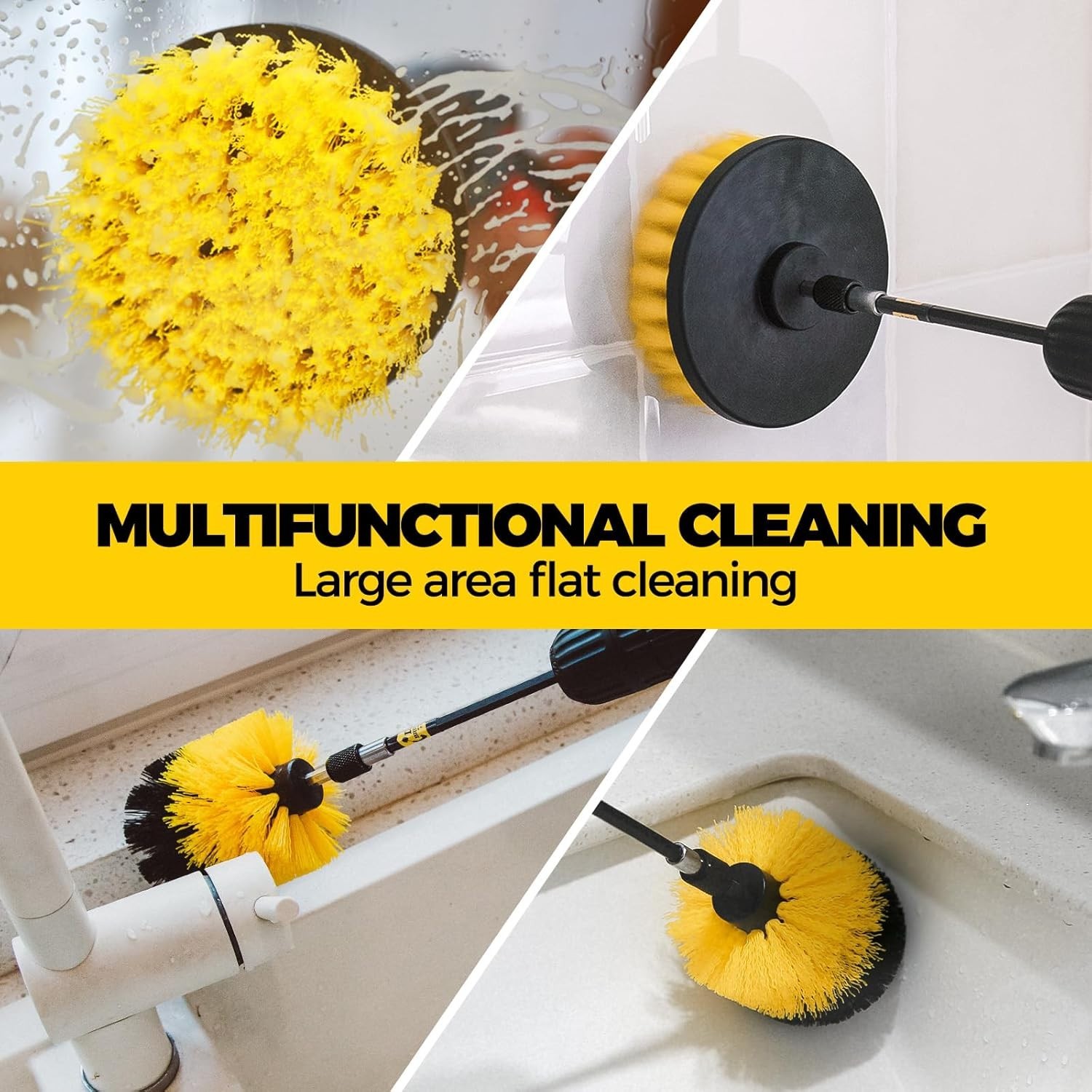 6Pack Drill Brush Power Scrubber Cleaning Brush Extended Long Attachment Set