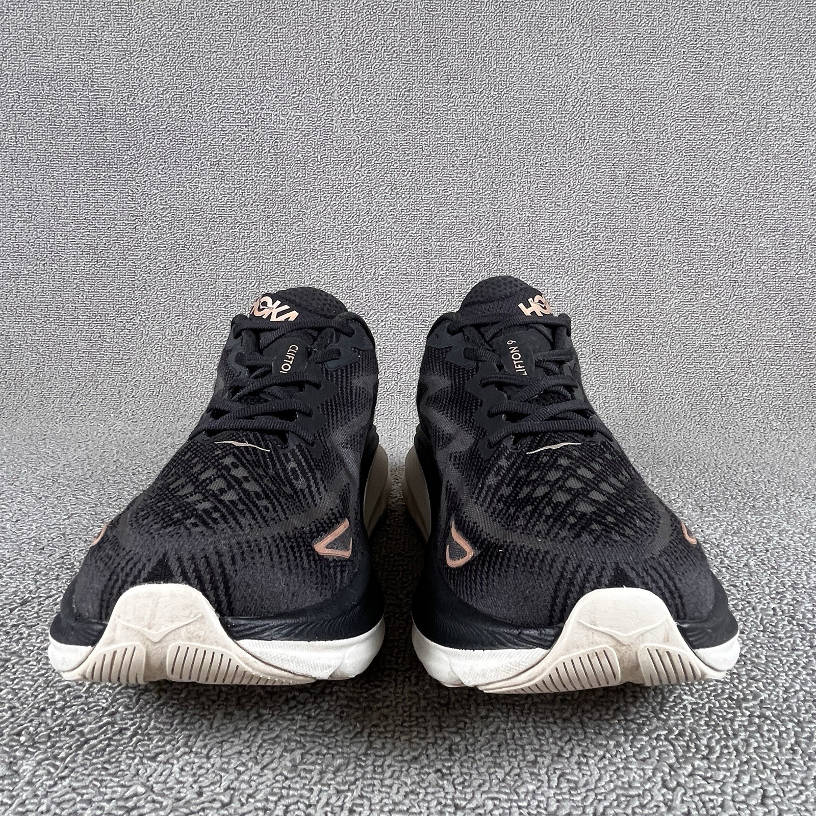 Hoka Clifton 9 Running Shoes Womens Size 11 Black Rose Gold Sneakers Gym Train thumbnail 2