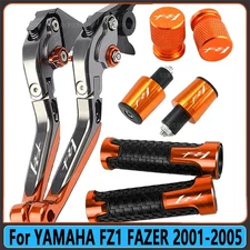 Motorcycle Brake Clutch Lever Handle Grip End Sets For YAMAHA FZ1 FAZER Orange