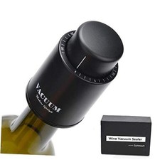 2 PACK Wine Bottle Stoppers,Real Vacuum Stoppers,Reusable Wine Black