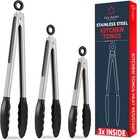Kitchen Tongs for Cooking with Silicone Tips, Heat Resistant Black 
