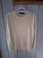 Polo Ralph Lauren Men's Cream Cotton Crew Neck Pullover Sweater Size M