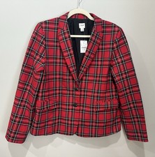 J.Crew Red Tartan Plaid Blazer Jacket Stretch Women  s Size 12 NWT