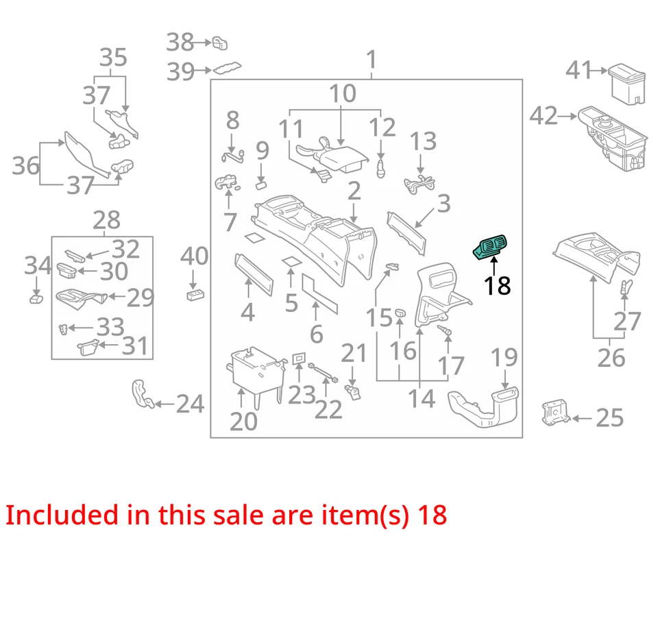 Toyota 4Runner Limited 2003-2009 consola central ventilaciones traseras 58860-35010 OEM negro Foto 3 de 4