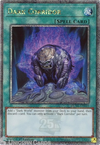 DUNE-EN059 Dark Corridor :: Quarter Century Secret Rare 1st Edition Mint YuGiOh
