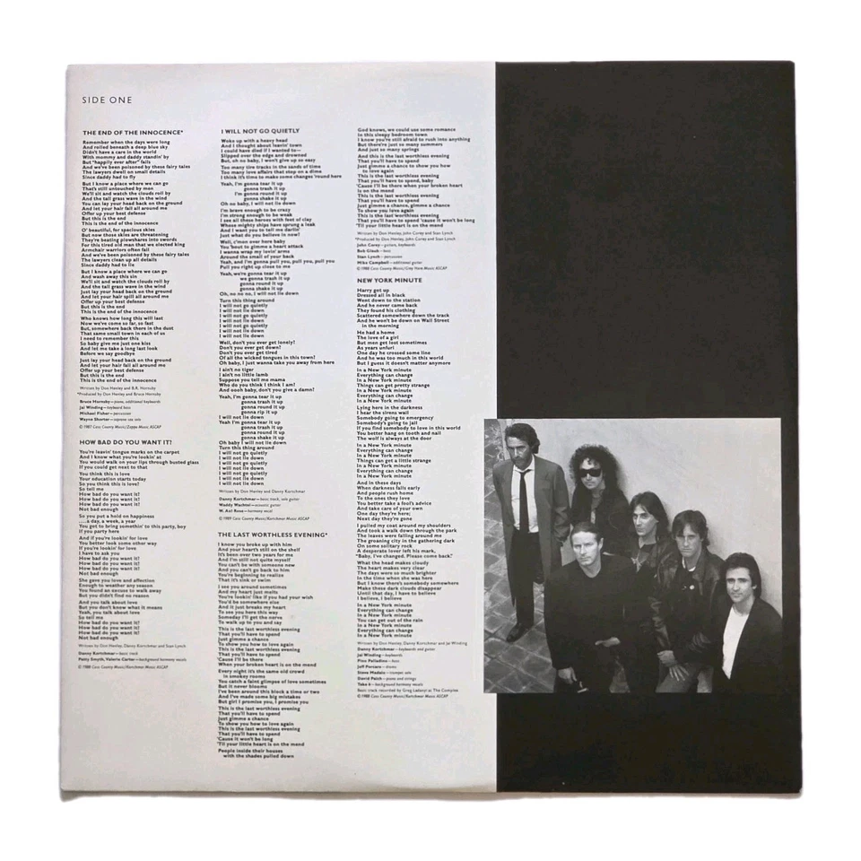 DON HENLEY (EAGLES) "The End Of The Innocence" AUSSIE 10Tk LP w/NEW YORK MINUTE - Image 3 of 4