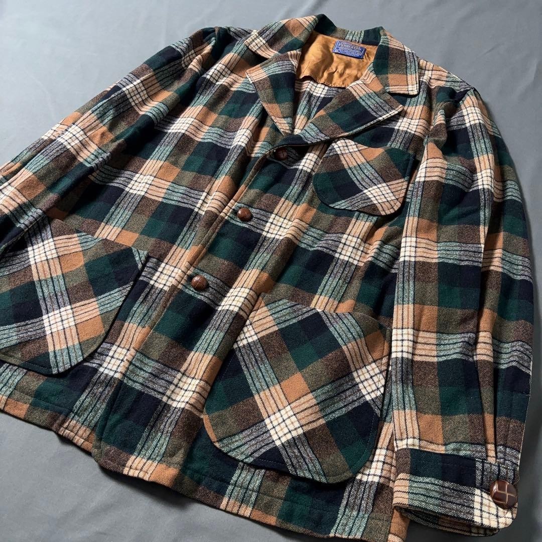 Pendleton 70s Wool Tailored Jacket Check Cover Bu… - image 3