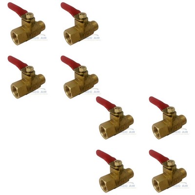 8 Pack 1/4'' Female x Male NPT Ball Valve Shut Off Water Air Tank Drain Brass