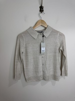 Neuwertiges Samt Neutral Glitzer Strick Top XS UVP 89£