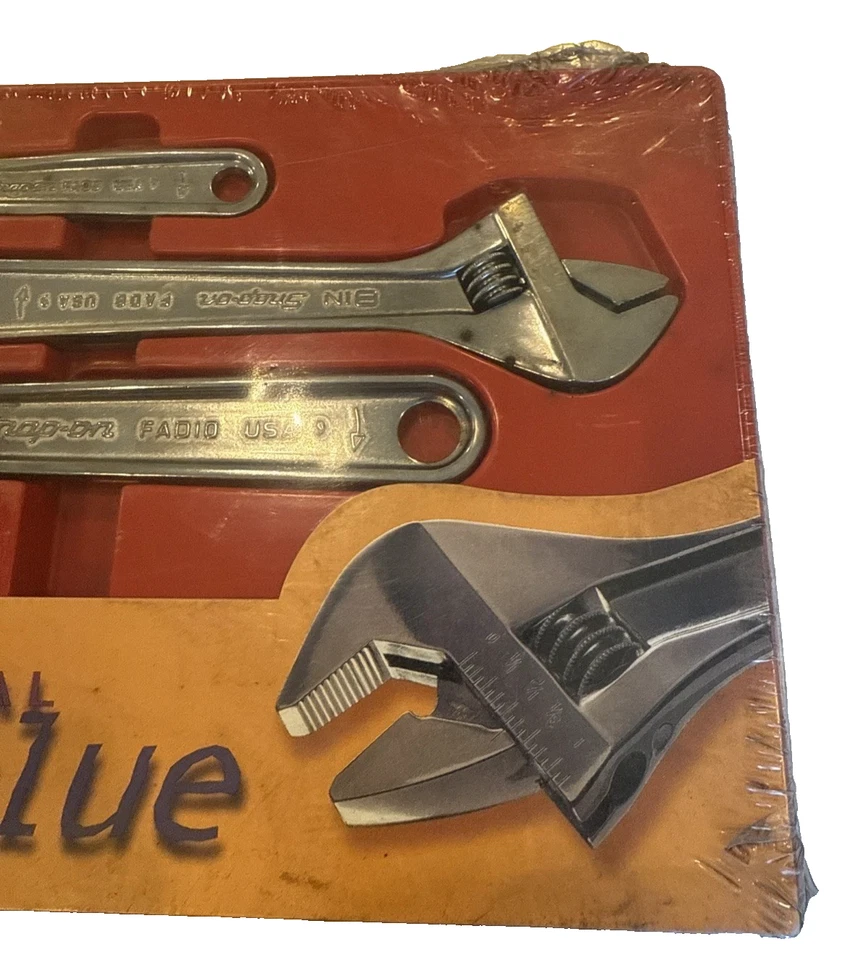 Nos Snap-on™ 3-Piece 6" 8" 10" Flank Drive Plus Adjustable Wrenches Set USA-Made - Image 3 of 4