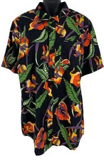 Volcom Mens Varkala Floral Woven Short Sleeve Shirt Large Classic Fit Black New