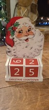 Retro Santa Claus Christmas Countdown Block Decoration Calendar 25 Days