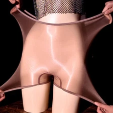 Womens Ultra Thin Sheer Boxer Shorts Underwear Silky Shiny Glossy Briefs Panties