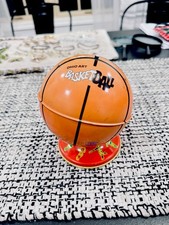 Vintage Ohio Art Tin Metal Basketball Coin Bank w/ Plug