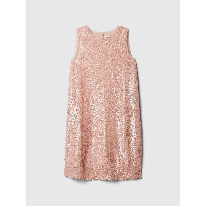 $69.95 Gap Kids Sequin Shift Dress Rose Pink Party Occasion Sleeveless L 10/11