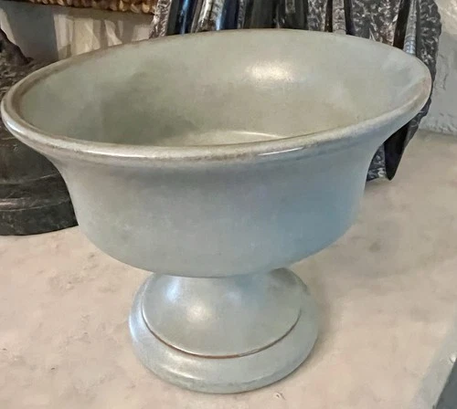 Vintage Large Frankoma Footed Bowl, Vase B52, Blue