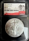 2017 Silver Eagle S$1 First Releases MS 70 NGC 225th Anniversary Label #200