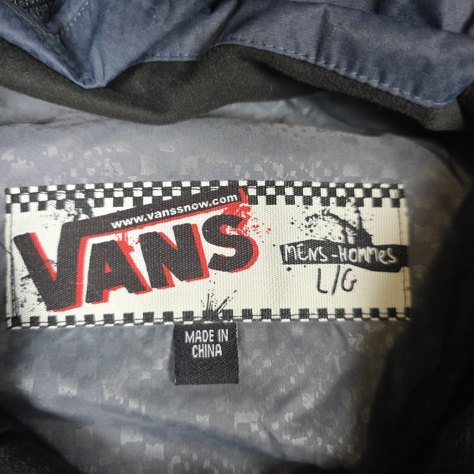 Vintage Vans Snowboard Jacket Mens L Blue Gray Hooded Y2K Full Zip Comfort Ski - Image 3 of 4