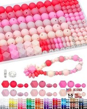 172PCS Silicone Beads for Keychain Making - 6 Pink Shades - 4 Assorted Pink