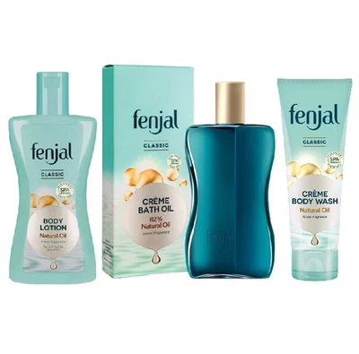 fenjal classic gift set - bath oil bubbles body wash cream creme mousse lotion