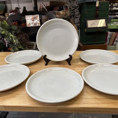 Vtg Stoneware Trend Pacific Galaxy Milkstone White 10  Dinner Plate Set 6 Japan