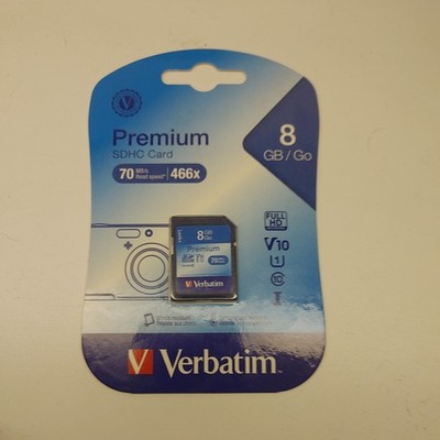 Verbatim 8GB SDHC Memory Card UHS-I Class 10 V10 U1 Digital Storage