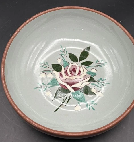 Stangl Pottery Bella Rosa Flower 8" Round Serving Bowl Floral Vtg Hand Painted