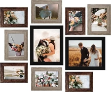 10 PACK Picture Frames Set Collage Gallery Wall Décor Wood 8x10 5x7 4x6 inches