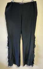Ralph Lauren Collection Purple Label Wide Leg Silk size 12 Pants Ruffle Sides