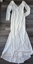 Lulus Feeling of Forever White Long Sleeve Mermaid Wedding Dress Maxi Gown M
