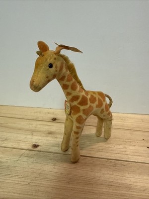 Steiff Giraffe Mohair with Tag and Ear Button, 6414 Made In Germany 1960's Nice