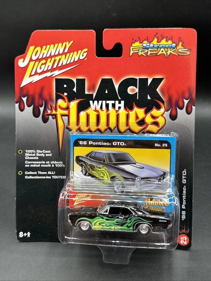 a 2005 Johnny Lightning Street Freaks #25 68 PONTIAC GTO BLACK WITH FLAMES green - Image 2 of 4