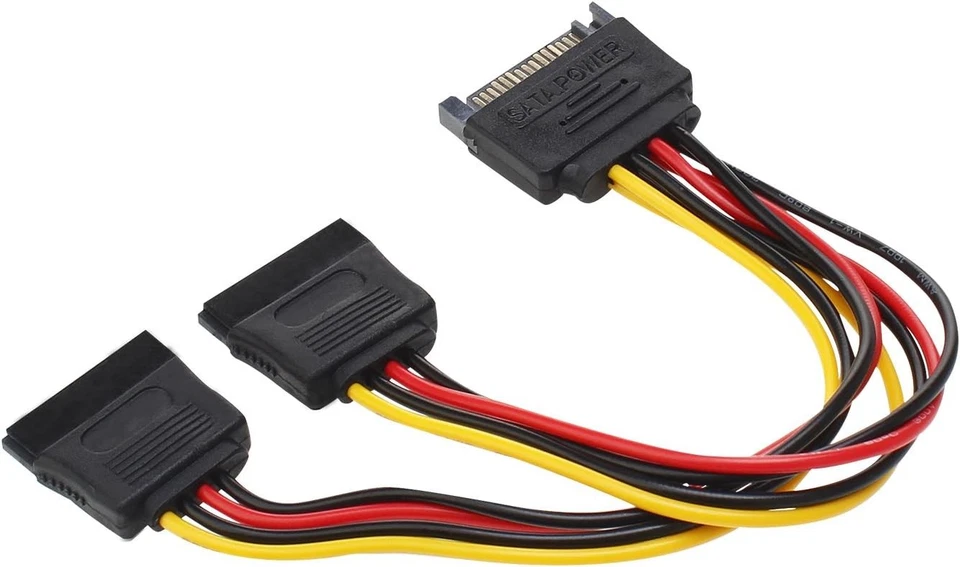 SATA Power Y-Splitter Cable 15-pin Male to Female Adapter for SSD HDD Hard Drive - Image 3 of 4