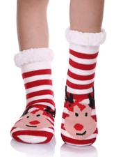 Kids Boys Girls Slipper Socks Cute Animal Fuzzy Winter Warm Fleece Lining Chr...