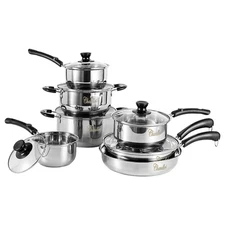 Chandler Stainless Steel Cookware Set,13-piece Pots and Pans with Tempered Glass