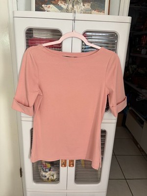 Three quarters of the Lauren Ralph Lauren brand in salmon. Size M. 94% cotton.