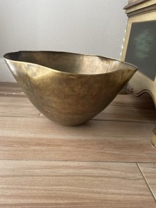 Pottery Barn Brass Large Bowl Planter Wavy Container Home Decor