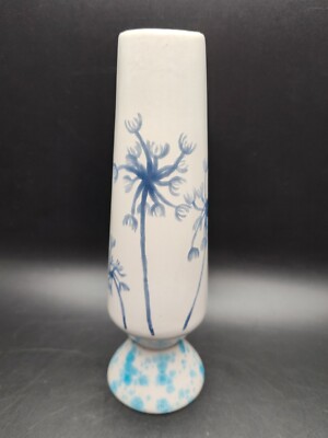 Hobbiest Ceramic Bud Vase Hand Painted Butterfly 6''H Signed