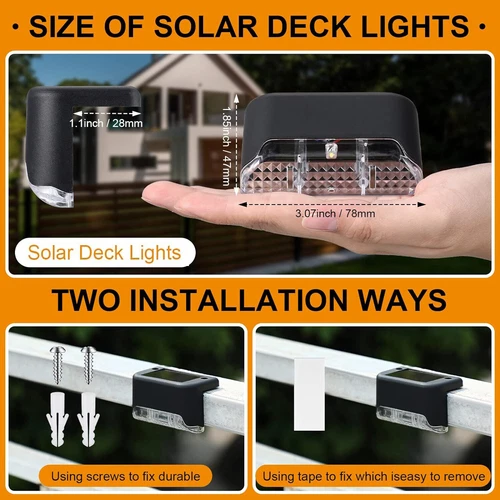4/8/12Pack Solar Deck Lights Outdoor Waterproof LED Steps Lamps for Stairs Fence - Bild 8 von 18