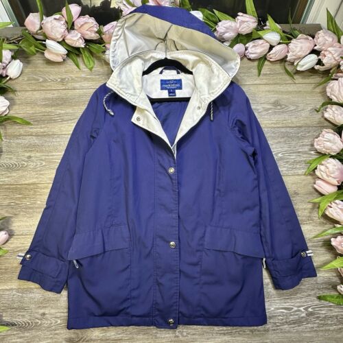 Mackintosh New England Women’s Rain Jacket Size Small, Hooded Coat Navy Blue - Picture 7 of 16
