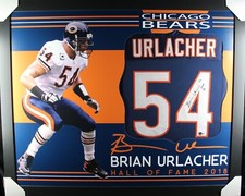 BRIAN URLACHER VINYL FRAMED SIGNED JERSEY & BECKETT WITNESSED COA -35x43