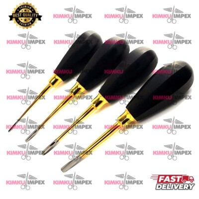 4 Pcs Lux Elevator 2,3,4,5 mm Straight Black and Gold Handle Dental Instruments