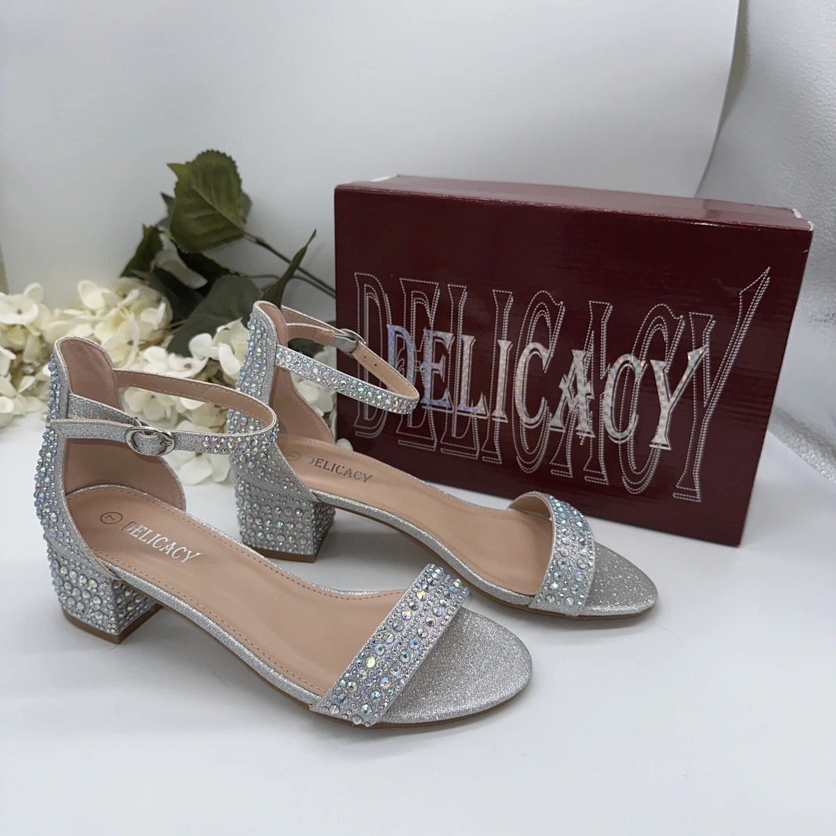 Silver Rhinestone Dress Sandals T Strap Low Heels Wedding Sandals | Low heel  wedding sandals, Sandals heels, Bridal shoes low heel